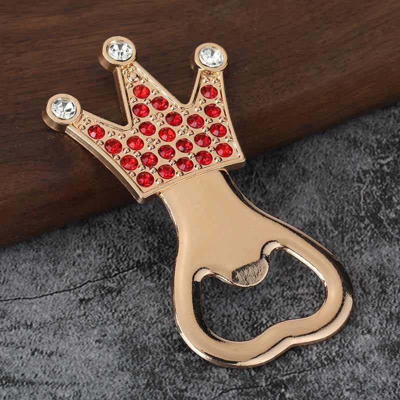Colorful Crown Rhinestone Bottle Opener Keychain for Beer Gifts
