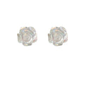 Clear Iridescent Rose Flower Stud Earrings Two Sizes view 5