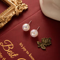 Four Size Classic White Pearl Look Round Stud Earrings view 8