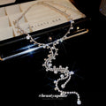 Rhinestone Y Lariat Necklace Cascading Crystal Drop Design view 4