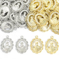Rhinestone Madonna Oval Charms in Gold and Silver Tones view 4