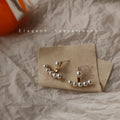 Gold Tone Crystal Chevron And Pearl Arc Jacket Stud Earrings view 4