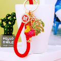 Enamel Rooster Keychains in Plain and Red Fortune Cord Options view 7