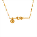 Gold Steel Knot Bar Pendant Necklace With Ball Charm view 5