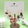 Cat and Cup Dangle Earring Set, Three Pairs in Three Designs view 3