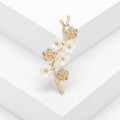 Delicate Branch Brooch With Clear Flowers and Pearls view 7