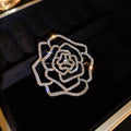 Large Open Rose Crystal Brooch In Gold Tone Or Silver Tone view 6