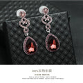 Silver Tone Crystal Teardrop Halo Crystal Two Designs Metal Dangle Earrings view 5