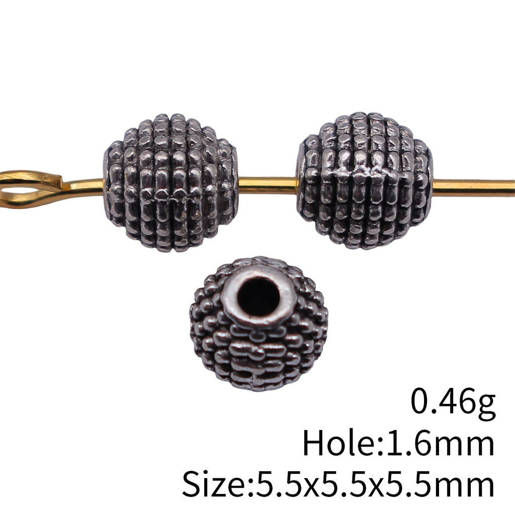 5.5x5.5x5.5mm 0.46g Antique Silver Zinc Alloy Dotted Texture Ball Loose Metal Beads for Bracelet Making