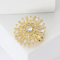 Radiating Sunburst Crystal Brooch in Silver Tone Jewelry view 3