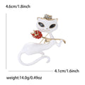 Enamel Cat Brooch Red Rhinestone Rose Hat Pin Black White view 7