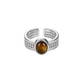 Silver Open Rings Black Square And Brown Cabochon Styles view 5