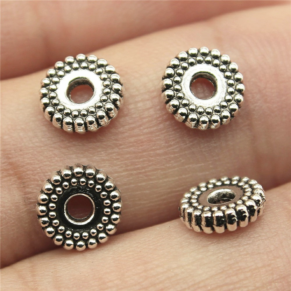 7x7x2mm 0.4g Multi Color Zinc Alloy Flat Round Spacer Beads for DIY Bracelet Jewelry Making