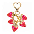 Resin Strawberry Charm Keychain with Enamel Daisy Accent view 11