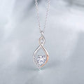 Two Tone Swirl Pendant Necklace With Round Clear Stone view 3