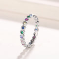 Multicolor Heart Stone Eternity Band In Silver Tone view 1