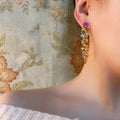 Multicolor Crystal Vine Drop Earrings with Reflective Details view 2