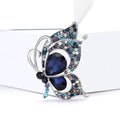 Silver Butterfly Brooch with Large Crystal Blue Burgundy view 3