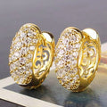 Wide Pave Hinged Hoop Earrings In Polished Gold Tone view 1