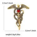 Winged Serpent Staff Medical Brooch in Gold or Silver Tone view 4