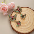 Multicolor Clear Stone Double Butterfly Dangle Earrings view 2