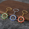 Metal Ship Wheel Keychain, Gold Or Silver Tone, 8 Color Styles view 1