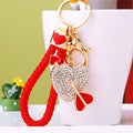 Jeweled Arrow Heart Keychains in Four Colors with Braided and Clasp Free Loops view 3