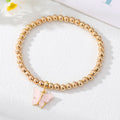 Gold Tone Beaded Colorful Butterfly Charm Stretch Bracelets view 5