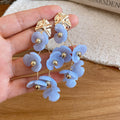 Acrylic Flower Vine Drop Stud Earrings in Eight Colors view 11