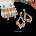 Pink Crystal Bow Teardrop Earrings with Reflective Details view 3