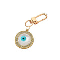 Gold and Silver Tone Crystal Round Evil Eye Clip Keychains view 5