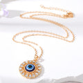 Gold and Silver Tone Round Openwork Evil Eye Pendant Necklaces view 2