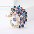 Jeweled Curled Peacock Brooch in Blue or Purple Crystal view 4