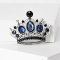 Ornate Jeweled Crystal Crown Brooch in Purple and Blue view 2
