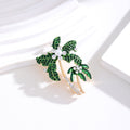 Green Silver Tone Flower Crystal Enamel Metal Brooch Pin view 4