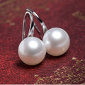 Gold and Silver White Pearl Look Ball Long Hook Earrings view 4
