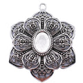 Ornate Flower Oval Cabochon Pendant Tray in Two Finishes view 2
