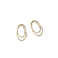 Double Loop Disc Chain Stud Earrings Silver Gold Tones view 5