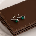 Green Teardrop Crystal Look Silver Tone Small Stud Earrings view 4