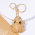 Gold Money Toad Keychain Coin Green Eyes Clasp Ring view 4