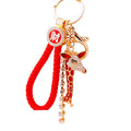 Crystal Chain Giraffe Keychains in Blue and Red with Braided and Clasp Free Loops view 5