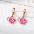 Gold and Silver Tone Double Heart Huggie Drop Earrings in Two Colors view 2