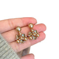 Brown Crystal Cluster and Pearl Look Stud Earrings view 5