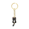 Cartoon Cat Keychain Gold Ring Chain Swinging Tail Charm view 7