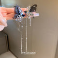 Black Butterfly and Chain Tassel Statement Earrings view 2