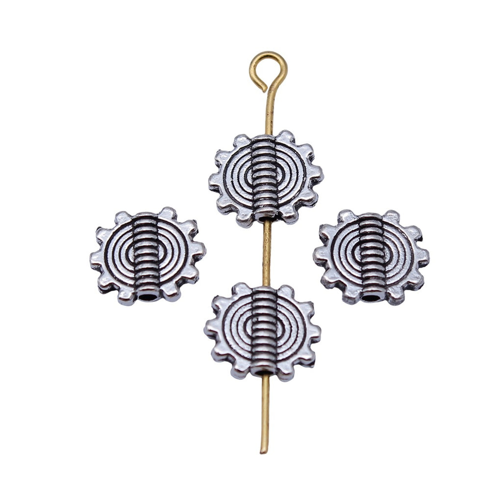 9.8x8.3mm 0.53g Antique Silver Zinc Alloy Gear Tooth Small Hole Beads for DIY Bracelet Jewelry Making