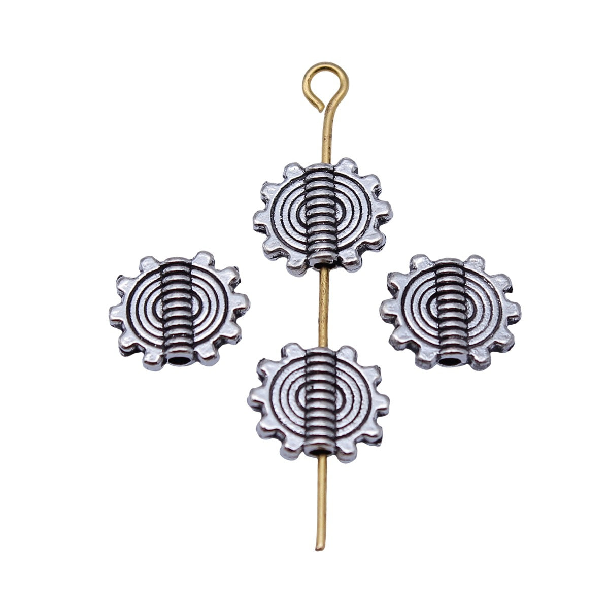 9.8x8.3mm 0.53g Antique Silver Zinc Alloy Gear Tooth Small Hole Beads for DIY Bracelet Jewelry Making