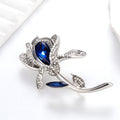 White Gold Tone Tulip Crystal Metal Brooch Pin for Jackets and Lapels view 5