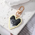 Gold Tone Heart Marbled Swirl Enamel Clip Keychains in Six Colors view 6