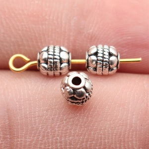 Dotted Round Spacer Bead In Antique Silver For Jewelry Making